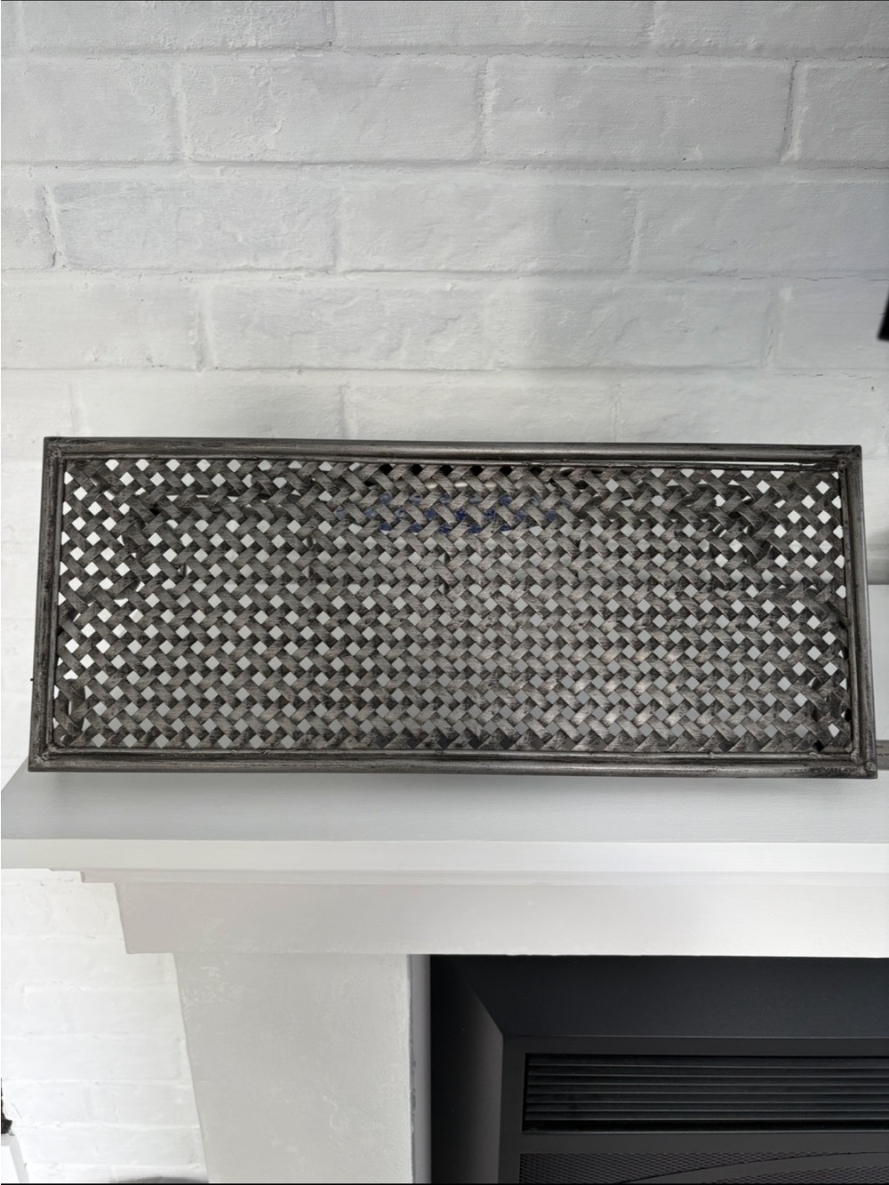 Black Wrought Iron Wall Shelf with Hooks and Decorative Blue Plate - Picture 10 of 12